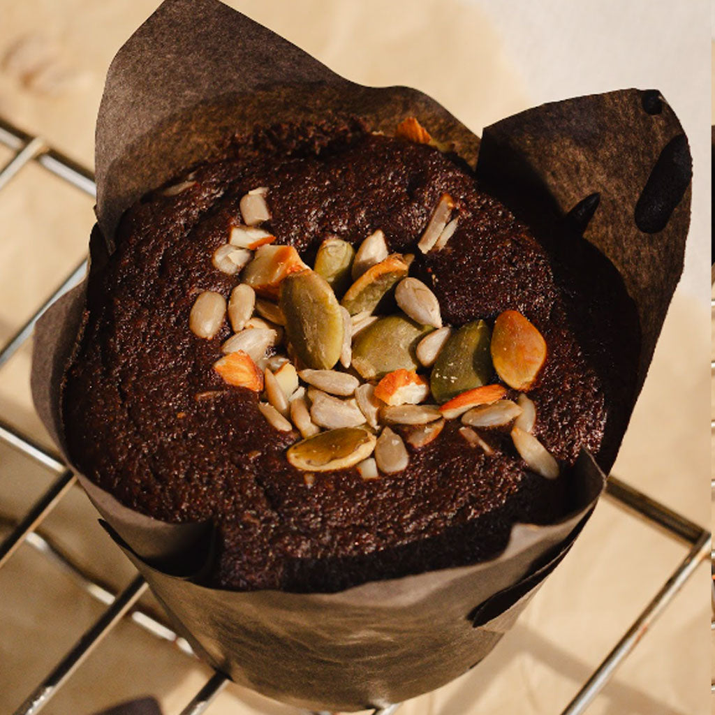 Vegan cacao and seeds loaf & muffin