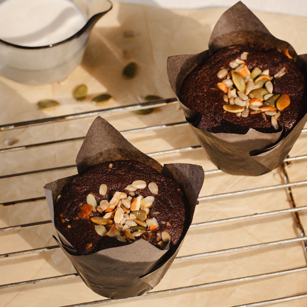 Vegan cacao and seeds loaf & muffin