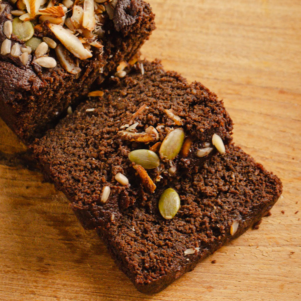 Vegan cacao and seeds loaf & muffin