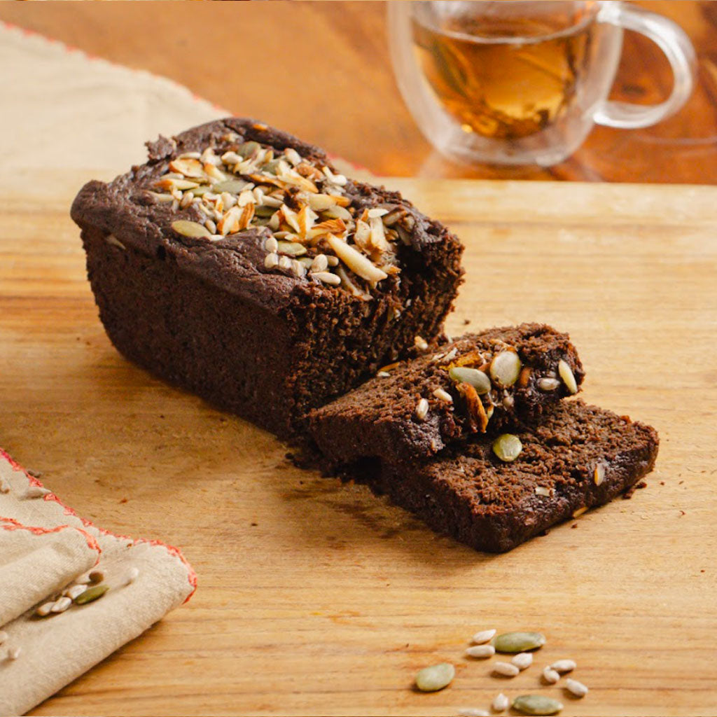Vegan cacao and seeds loaf & muffin