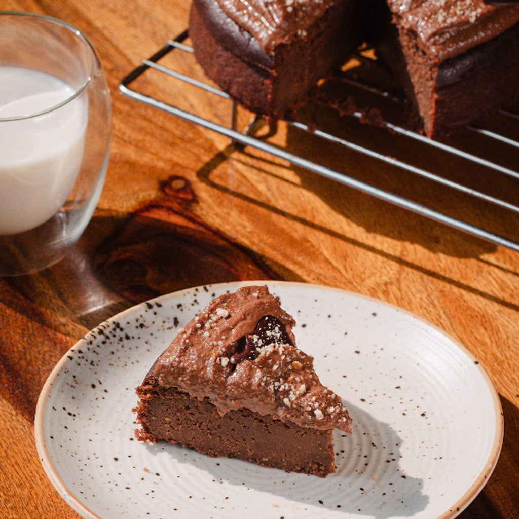 Vegan chocolate cake with frosting