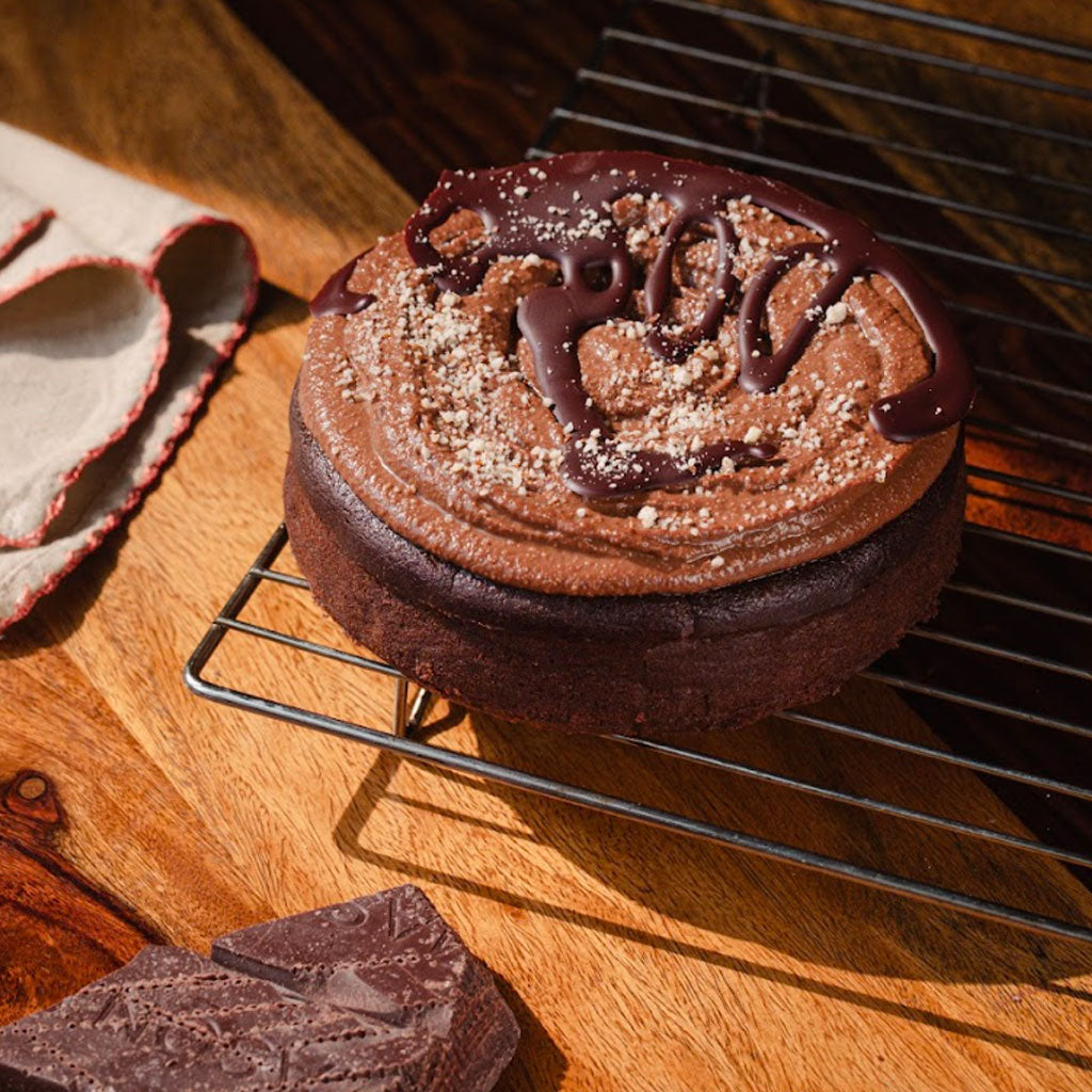 Vegan chocolate cake with frosting