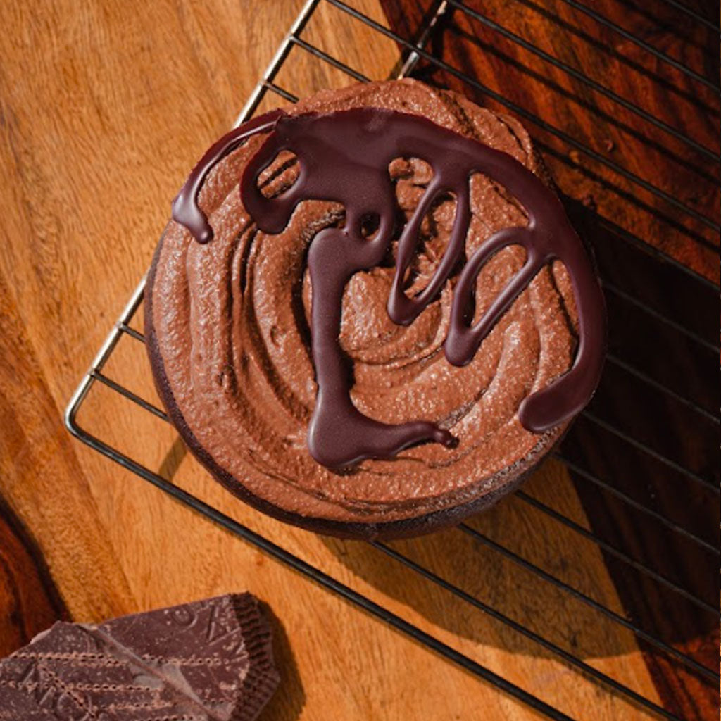 Vegan chocolate cake with frosting